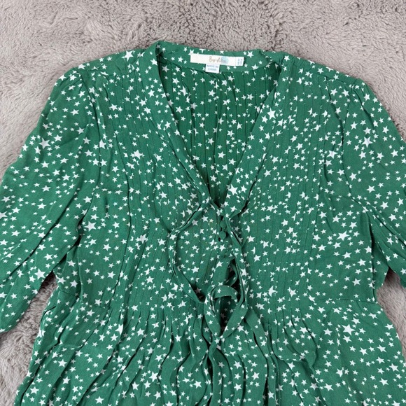 Boden‎ Star Print Tunic Top Tie Front 3/4 Sleeve Green US 8 UK 12 Summer Career - Picture 7 of 7
